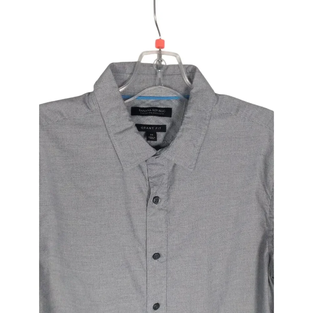 BANANA REPUBLIC‎ Mens Size M Grant Fit Gray Cotton Button Up Shirt